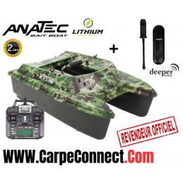 Bateau Amorceur Anatec Catamaran Forest Lithium AN-I6X + Amplificateur Deeper